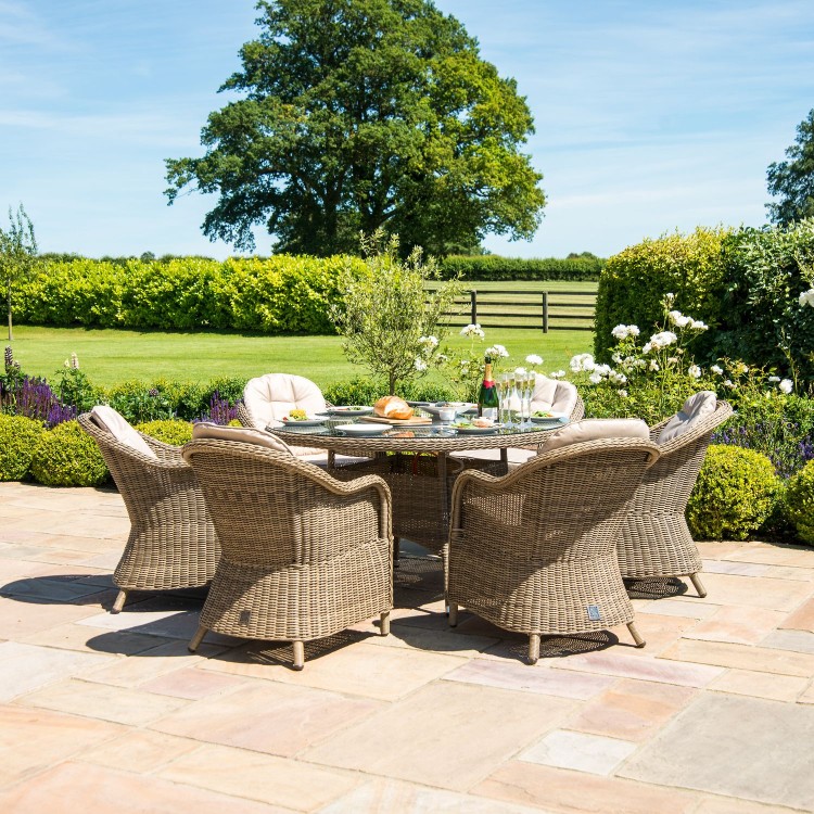 Maze Rattan Garden Furniture Winchester 6 Seat Round Fire Pit